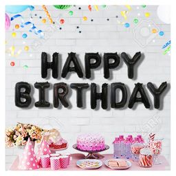 Bubble Trouble Happy Birthday Foil Balloon 16 Inch Mylar Foil Letters Sign Banner Bunting Reusable Ecofriendly Material Decorations & Party Supplies Black - 13 Pieces-image-11