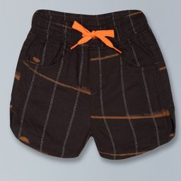 Kiddopanti Broken Striped Curved Hem Roll Up Shorts - Brown-image-18