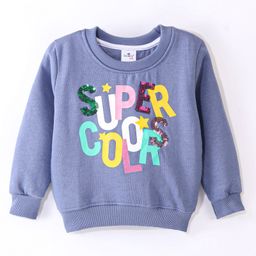 Smarty Girls 100% Cotton Full Sleeves Sweatshirt With Text Print - Blue-image-26