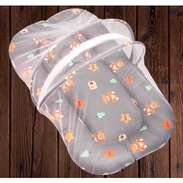 Mittenbooty Infant baby Net Bedding Jumbo in Twill Cotton Teddy Print-Grey-26