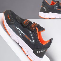 CHamps SHOES Colour Blocked & Mesh Detailed Double Velcro Closure Sport Shoes  - Dark Grey & Orange-image-91