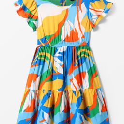 Pine Kids Rayon Woven Half Sleeves Printed Dress - Multicolor-image-66
