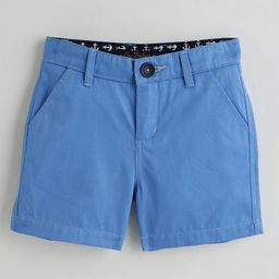 One Friday Cotton Solid Shorts - Blue-image-49