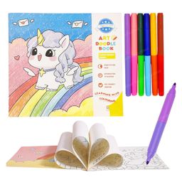 FunBlast Cartoon Theme Doodle Coloring Book with 6 Pcs Sketch Markers - Multicolor-17