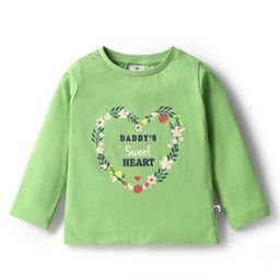 Ollypop Sinker Knit Full Sleeves T-Shirt With Floral Print - Light Green-image-72