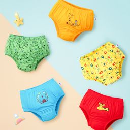 SuperBottoms Pure Cotton Knit Pack Of 5 Cute Animals Printed Basic Briefs - Multi Colour-picture-29