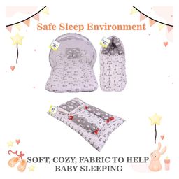 Toddylon Baby Bedding Combo Mattress with Net Sleeping Bag 4 Pcs Gaddi Set - Grey image 2