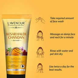 L'AVENOUR Set Of 3 Kesar Haldi Chandan Face Wash - 115 ml Each image 4