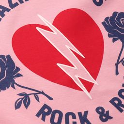 Lazy Bones Sinker Knit Full Sleeves T-Shirt with Text & Heart Print -Light Pink image 3