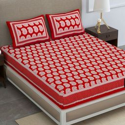 Aura Brown & White Ethnic Motifs 144 TC Queen Bedsheet with 2 Pillow Covers-image-80