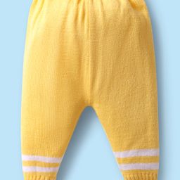 Babyhug Knitted Full Sleeves Color Block Front Open Sweater Set with Booties & Cap - Yellow & White image 4