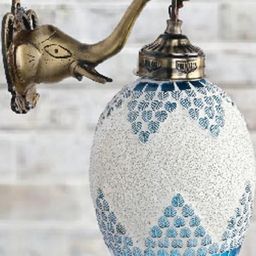 Somil Premium Designer Glass Wall / Night Lamp Elegant & Stylish Dcor Accent for Modern Interiors, color- Firozi, White, Size:- 20.5 X 23 X 26 CM-image-58