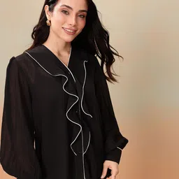 Mast & Harbour Ruffles Shirt Style Top-image-58
