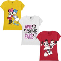 Disney By Miss and Chief Girls Pack Of 3 Bio Finish Graphic Printed Cotton T-shirts-image-74