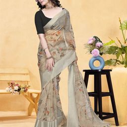 Sidhidata Bandhani Floral Printed Zari Saree With Unstitched Blouse Piece-picture-17