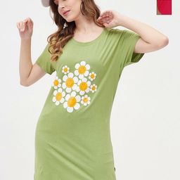 Dreambe Women Floral 2 Printed Applique T-shirt-picture-27