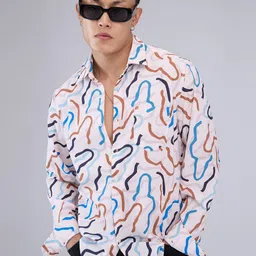 VASTRADO Men Classic Cutaway Collar Abstract Printed Slim Fit Casual Shirt-image-94