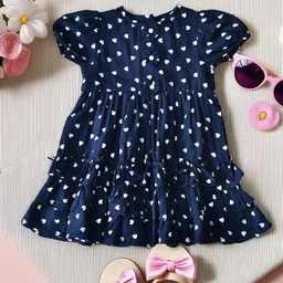 Bella Moda Girls Floral Printed Puff Sleeve Fit & Flare Dress-13