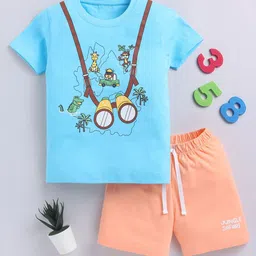 LITTLE FIGHTER Boys Printed Pure Cotton T-Shirt With Shorts-image-89