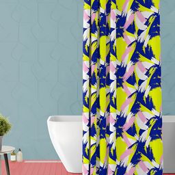 ArtzFolio Yellow & Blue Printed Waterproof Shower Curtain-image-72
