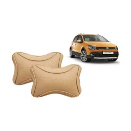 Auto Pearl Beige Dots CV Car Neck Rest Pillow Compatible for Volkswagen Polo Cross-4