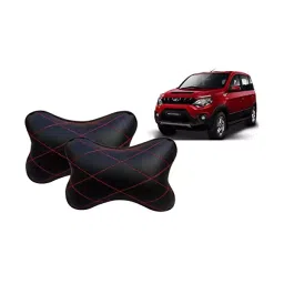 Auto Pearl Black Red CV Car Neck Rest Pillow Compatible for Mahindra Nuvo Sport-25