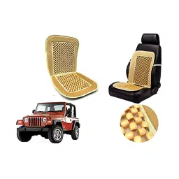 Auto Pearl Car Wooden Bead Seat Cushion with Beige Velvet Border Compatible for Jeep-image-25