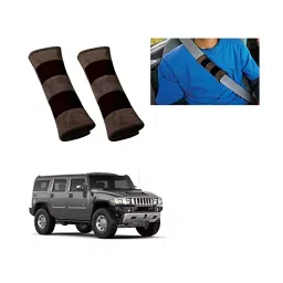Auto Pearl Seat Belt Cushion (Pack of 2, Brown Black) Compatible for Hummer H2-image-18