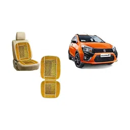 Auto Pearl Car Wooden Bead Seat Cushion with Beige Velvet Border for Maruti Suzuki CelerioX-image-85