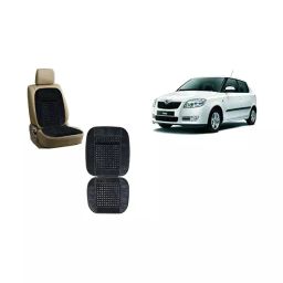 Auto Pearl Car Wooden Bead Seat Cushion with Grey Velvet Border Compatible for Skoda Fabia 2 Pcs-image-96