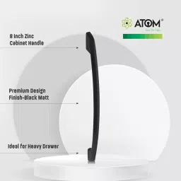 Atom Zinc Black Matte Finish Cabinet/Drawer Handle, CH-545-BM-8 (Pack of 2) image 2