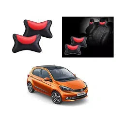 Auto Pearl Black and Red Designer Car Neck Rest Pillow Compatible for Tata Tiago 2019-27
