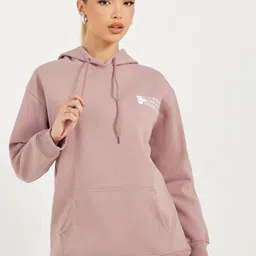 Styli Women Regular Fit Longline Slogan Print Hoodie-image-14