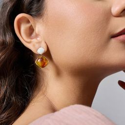 Kushal's Fashion Jewellery Gold-Plated Zircon Studded Square Drop Earrings-picture-36