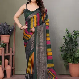 DIVASTRI Striped Poly Chiffon Designer Saree-29