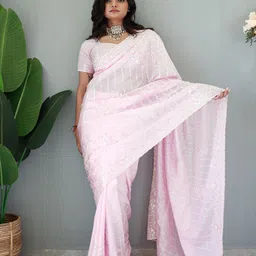 HERE&NOW Ethnic Motifs Woven Design Sequinned Pure Silk Saree-47