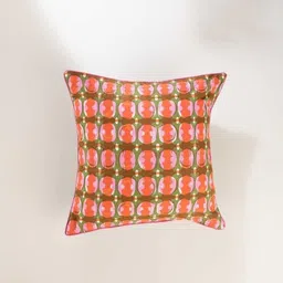 FREEDOM TREE Coral & Green Floral Square Cushion Covers-37