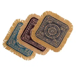 Kuber Industries Purple & Grey 3 Pieces Floral Printed Velvet Pooja Mats-image-83