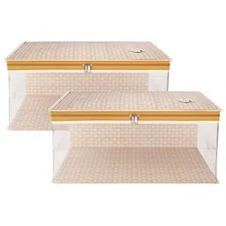 Kuber Industries Gold-Toned 2 Pieces Checked Multi-Utility Organisers-13