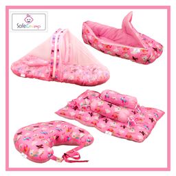 SafeChamp  Skyler Baby 4 Piece Bedding Set with Pillow and Bolsters Sleeping Bag and Bedding Set and Feeding Pillow Combo - Pink-picture-16