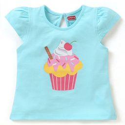 Babyhug 100% Cotton Half Sleeves Tee With Graphics and Cupcake Print - Light Blue-picture-18