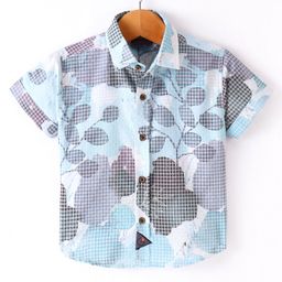 Little Kangaroos Half Sleeves Shirt Tropical Theme - Sky Blue-picture-38