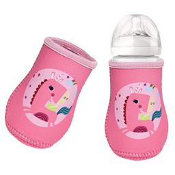 THE LITTLE LOOKERS Cute Animated Patterned Soft Stretchable Baby Feeding Bottle Cover for 125ml, 150ml to 240ml  Pink, Pack of 1-picture-19