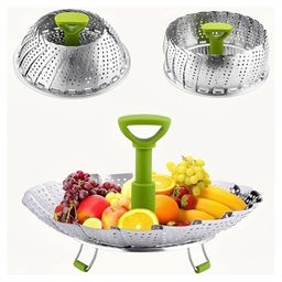 SYGA Medium Stainless Steel Steamer Basket for Vegetable/Insert for Pots, Pans steam boiling (6.5"-10")-image-24