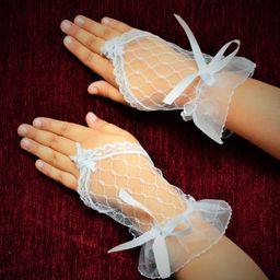 Tipy Tipy Tap Fingerless Netted Gloves - White-image-32