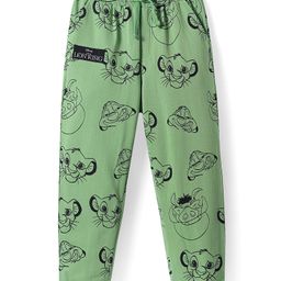 HoneyHap Disney Terry Knit Full Length Lounge Pants With Lion King Graphic & Badge Detailing - Olive Green-image-9