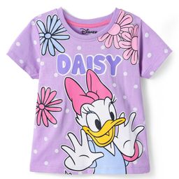 Babyhug Disney Single Jersey Knit Half Sleeves T-Shirt with Daisy Graphics - Lilac-image-81
