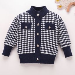 Mark & Mia Full Sleeves Winter Jacket With Check Design & Pockets Navy Blue-picture-33