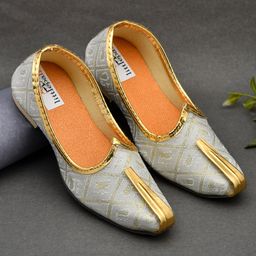 Little Palz Abstract Embroidered Slip On Mojaris - White-image-96
