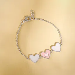 GIVA Girls 925 Silver Three Heart Charm Bracelet-image-59